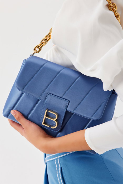 Lucky Bees Bolso de Hombro Azul en Piel de Polivinilo